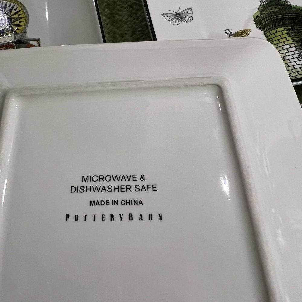 Pottery Barn Cirque Appetizers 6"‎ Square Plates Set Of 4, Whimsical Design - Picture 7 of 9